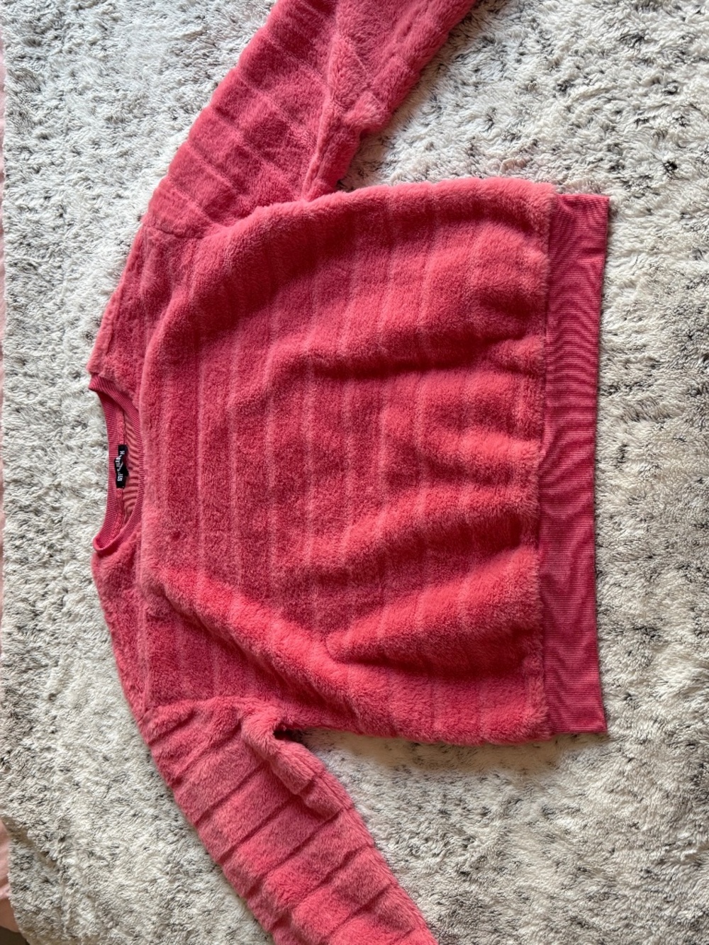 Steve Madden Fuzzy Pink Crewneck Sweater